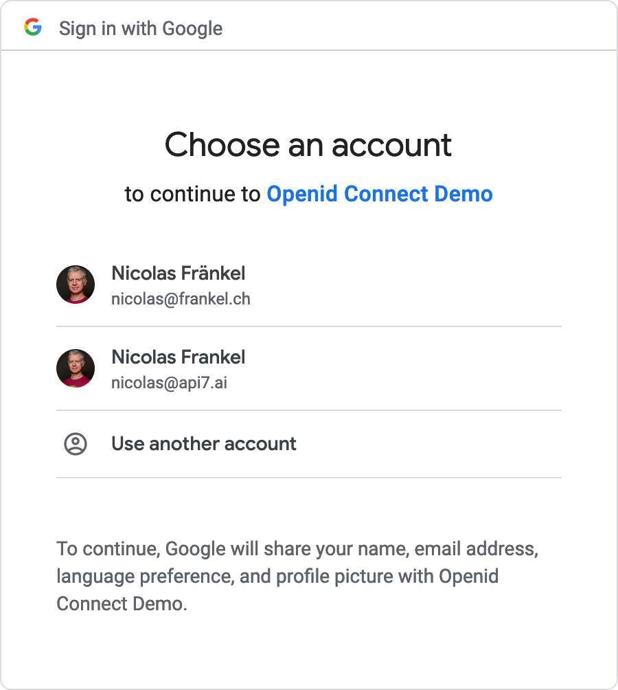 Choose the Google account you want to authenticate with