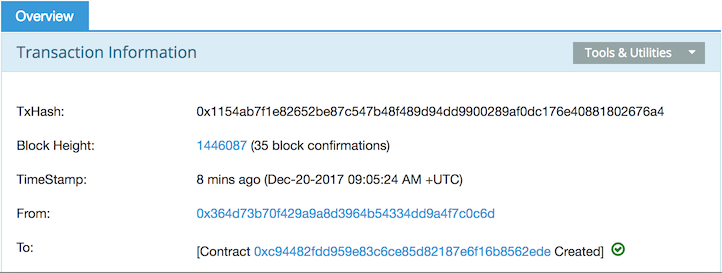 Recovering the contract address on etherscan.io