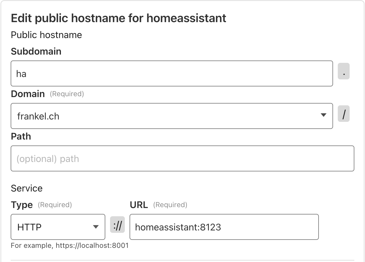 Configuration of a Cloudflare Tunnel