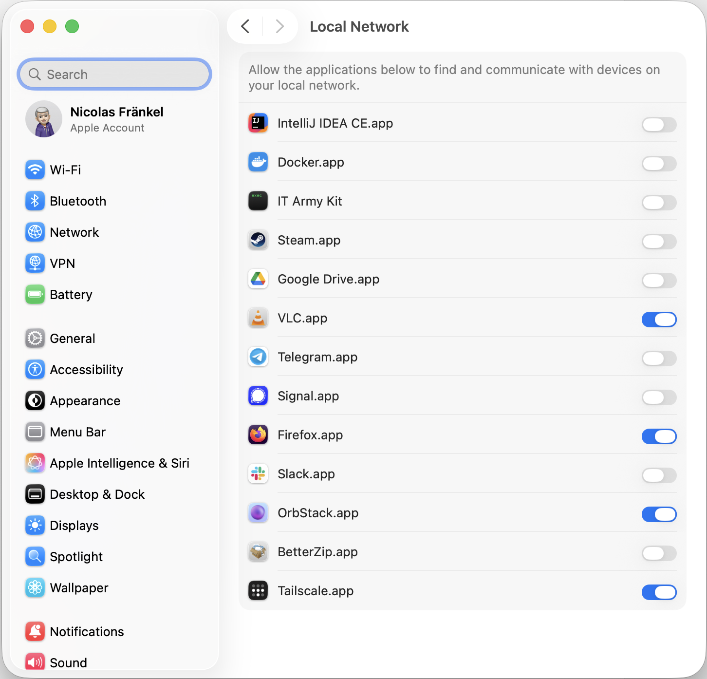 Local Network security settings