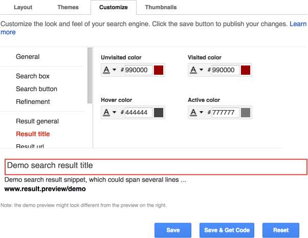 Google Custom Search Engine configuration