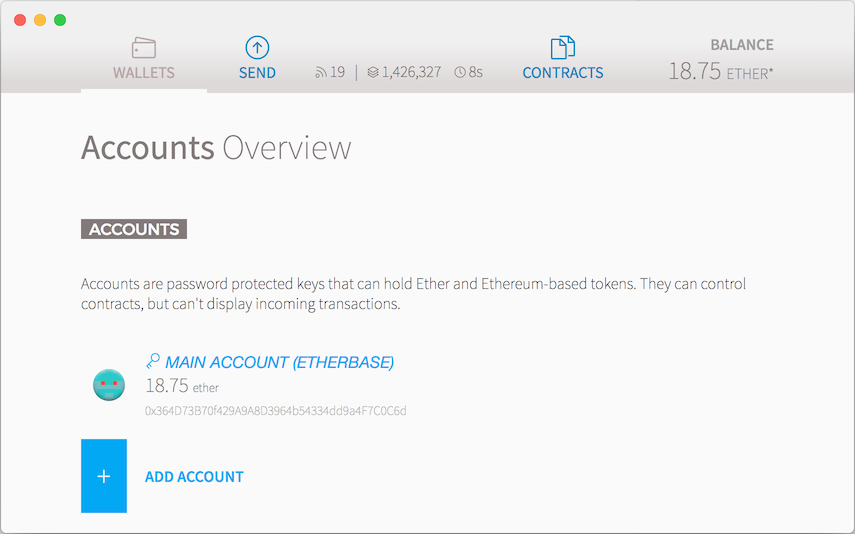 Wallet with an account configured