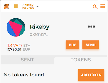 Account imported in MetaMask