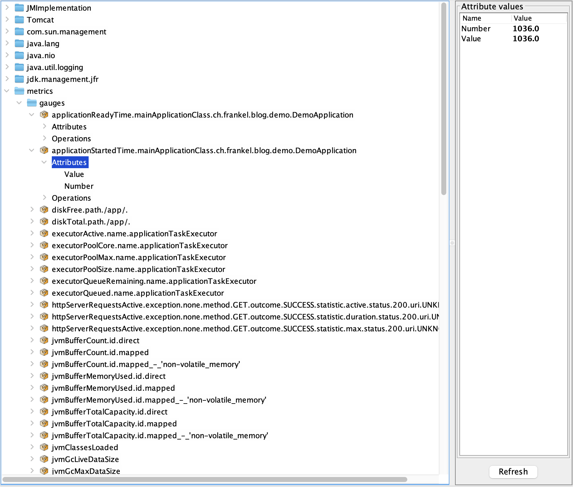 MBeans shown in jconsole